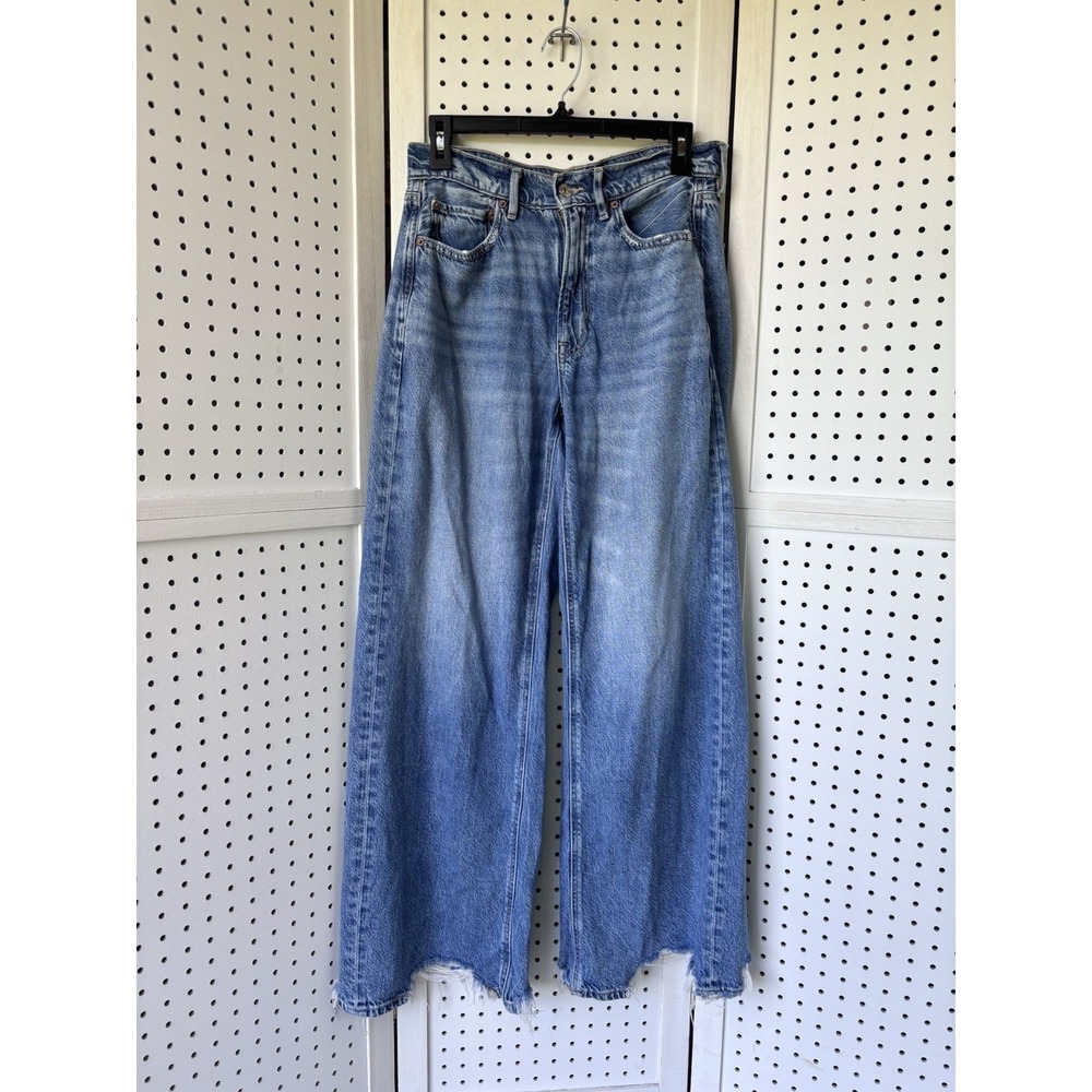 American Eagle Outfitters High-Rise Wide Leg Light Blue Jeans
